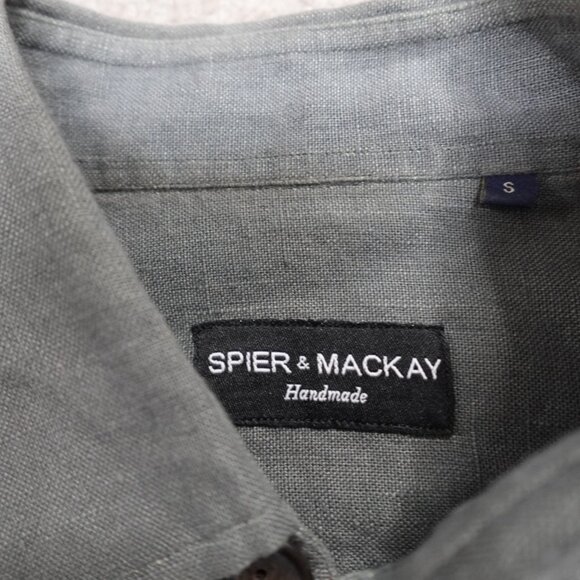 Spier Mackay Shirt Medium Green 100% Linen Handmade - Picture 4 of 12